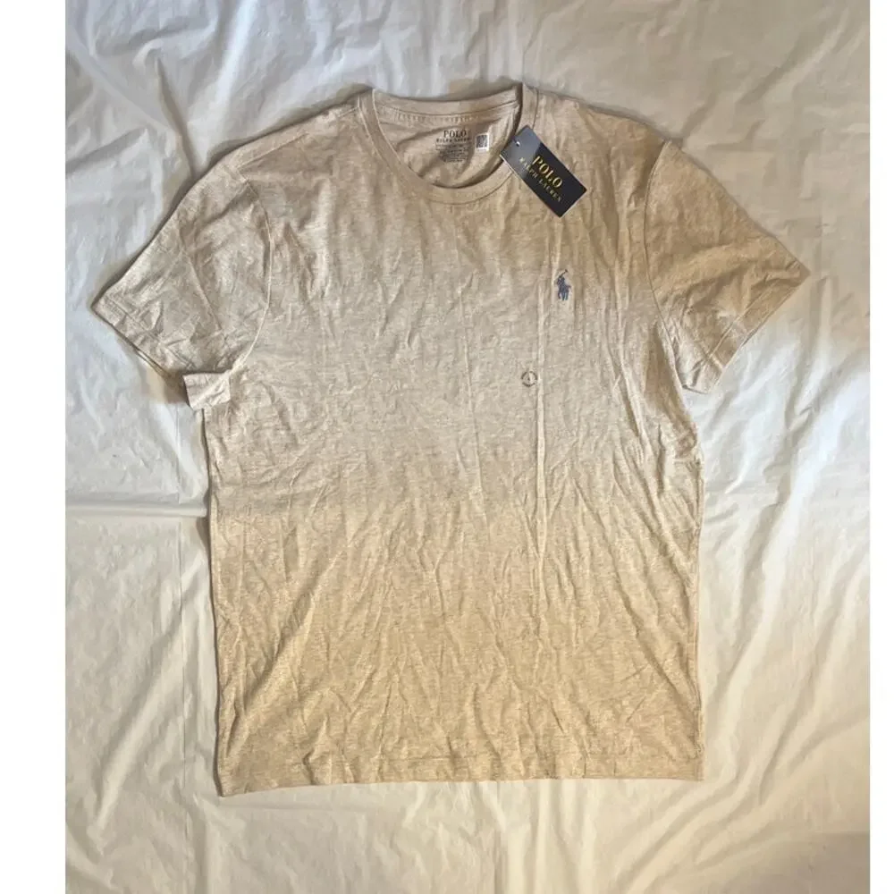 Polo Ralph Lauren Men's L Custom Slim Fit Light Brown Heather T Shirt NWT